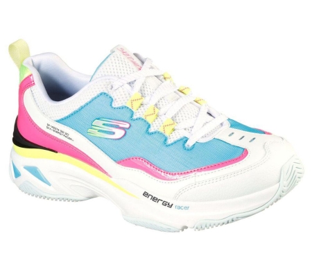 Skechers Energy Racer - She's Iconic Women's Trainers White Blue Pink | XCUR07412