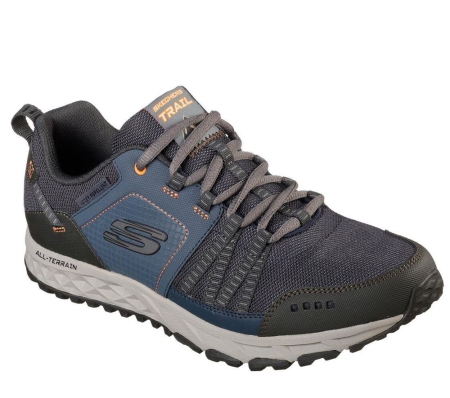 Skechers Escape Plan Men's Hiking Shoes Navy Grey Black | FEPG93526