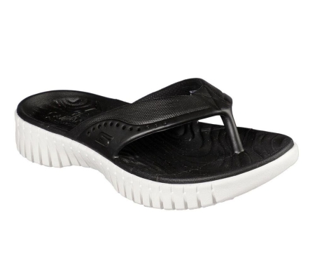 Skechers Foamies: GOwalk Smart - Mahalo Women's Flip Flops Black White | UMRV87514