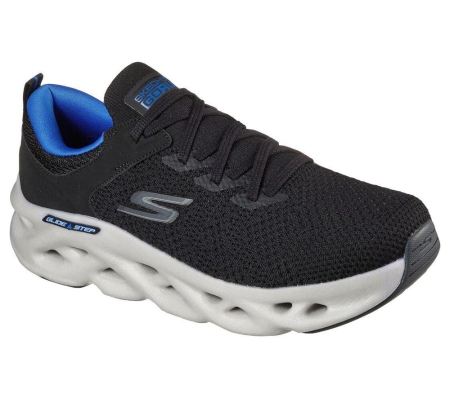 Skechers GOrun Glide-Step Max - Dash Charge Men's Running Shoes Black Blue | STMU65823