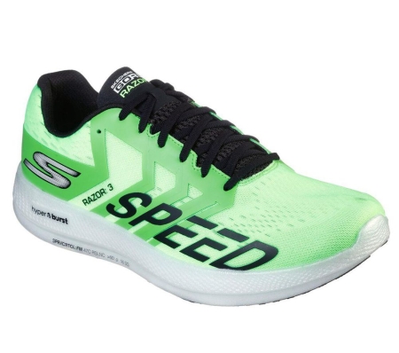 Skechers GOrun Razor 3 Hyper Men's Running Shoes Green Black | XFQS45673