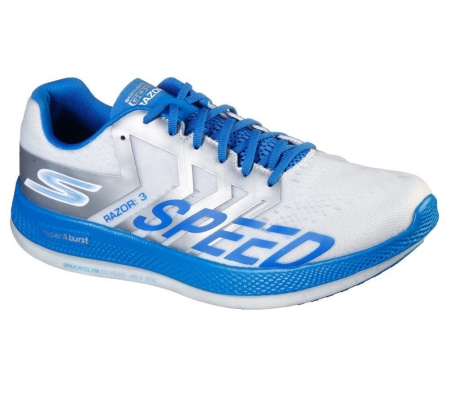 Skechers GOrun Razor 3 Hyper Men's Running Shoes White Blue | ZHVT85639