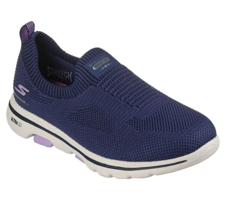 Skechers GOwalk 5 - New Waves Women's Walking Shoes Navy Purple | NBYW43916