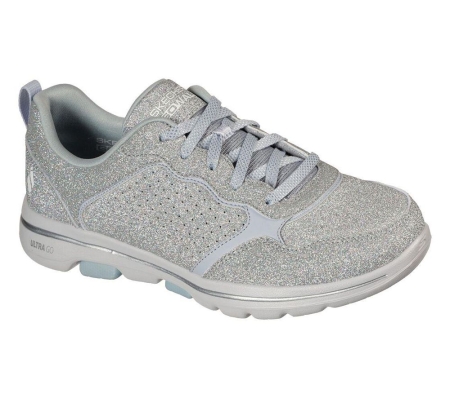 Skechers GOwalk 5 - Sand Glimmer Women's Walking Shoes Silver | WYRQ71985