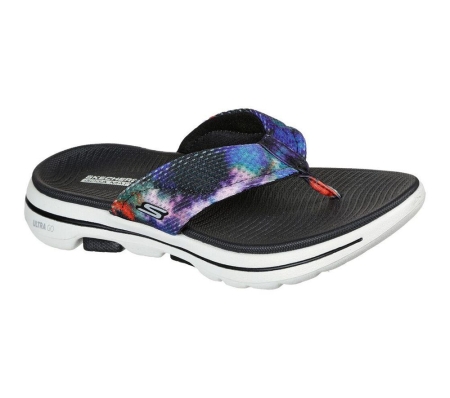 Skechers GOwalk 5 - Wanderlust Women's Flip Flops Black Multicolor | PTHY65817