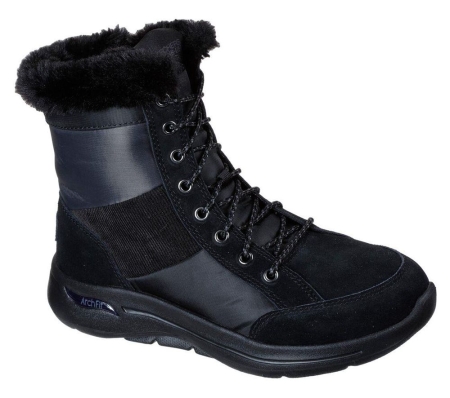 Skechers GOwalk Arch Fit - Conquer Women's Winter Boots Black Grey | MGVL69108