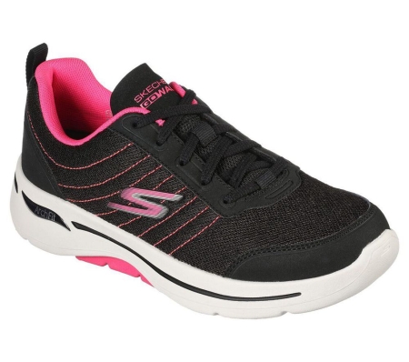 Skechers GOwalk Arch Fit - True Vision Women's Walking Shoes Black Pink | HXED31257