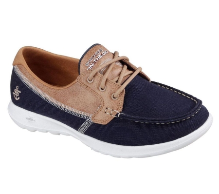 Skechers GOwalk Lite - Coral Women's Boat Shoes Navy Brown | KQWC08416