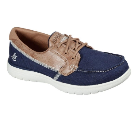 Skechers On-the-GO Flex - Embark Women's Boat Shoes Navy Brown | PEDM18340