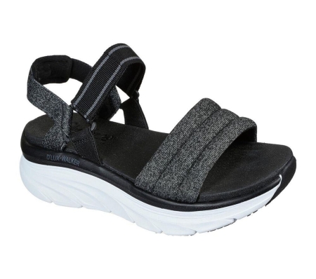 Skechers Relaxed Fit: D'Lux Walker - Puffer Break Women's Sandals Black Grey | FLTM51826