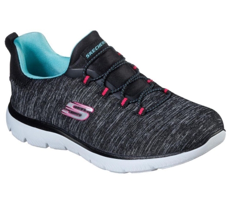 Skechers Summits - Quick Getaway Women's Trainers Black Blue Grey | LBOY25476