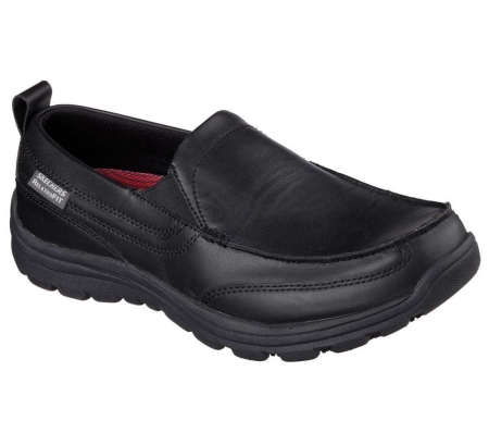 Skechers Work Relaxed Fit: Hobbes SR Men's Loafers Black | ELBH38296