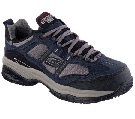 Skechers Work Relaxed Fit: Soft Stride - Grinnell Comp Men's Trainers Navy Grey | JZTO48619