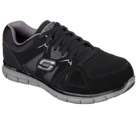 Skechers Work Relaxed Fit: Synergy - Ekron Alloy Toe Men's Trainers Black Grey | FORL36547