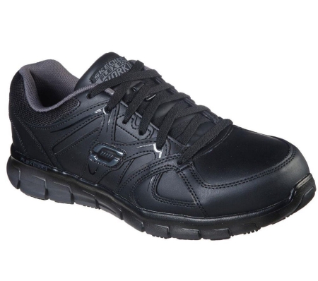 Skechers Work Relaxed Fit: Synergy - Ekron Alloy Toe Men's Trainers Black Grey | UDNV31549