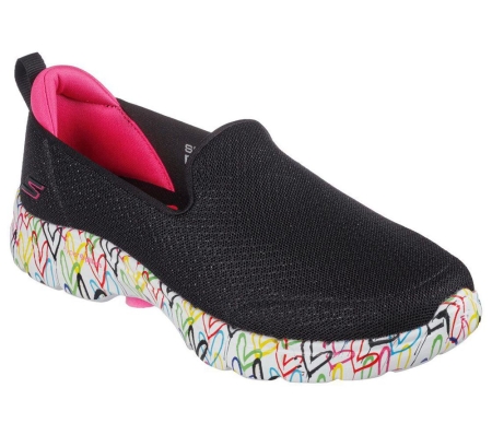 Skechers x JGoldcrown: GOwalk 6 - Iconic Hearts Women's Walking Shoes Black Multicolor | CZSQ87124